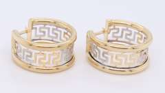 Fantastic Yellow Gold Greek Key Design Hoop Earrings