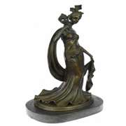 1920 Style Girl Holding a Mask Bronze Sculpture