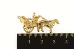 14K Yellow Gold Horse Drawn Carriage 3D Chariot Charm/Pendant
