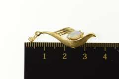 14K Yellow Gold Marquise Natural Opal Wavy Drop Statement Pendant