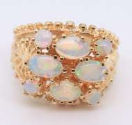 Favorite Yellow Gold Opal Cluster Cocktail Ring