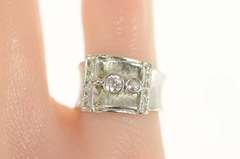 14K White Gold 1930's 0.61 Ctw Old European Diamond Buckle Ring