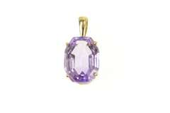 14K Yellow Gold Oval Amethyst Solitaire Classic Simple Charm/Pendant