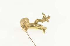 14K Yellow Gold Baroque Pearl Lounging Cherub Dove Pin/Brooch
