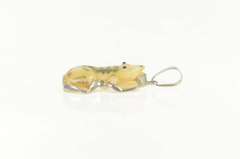 Sterling Silver Carved Scrimshaw Bone Frog Tribal Talisman Pendant
