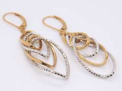 Stunning Two Tone Gold Dangle Leverback earrings