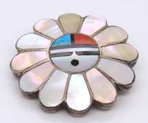 Vintage Sterling Silver American Indian Brooch Pendant