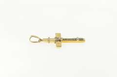 14K Yellow Gold Catholic Crucifix Rosary Accent Cross Symbol Pendant