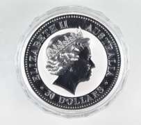 2002 Australia 30 Dollars - Kookaburra - 1 Kilo .999 Fine Silver