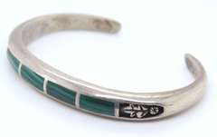Vintage Sterling Silver Malachite Cuff Bangle