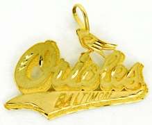 14K MLB Baltimore Orioles Ladies Pendant