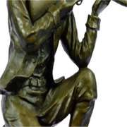 Cowboy With Gun Bullet Rifle Shooting Range Bronze Sculpture