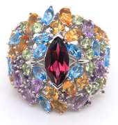 Large Sterling Silver Multi Stone Ring