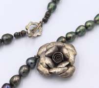 Vintage Sterling Silver Pendant w Pearl Beads Necklace