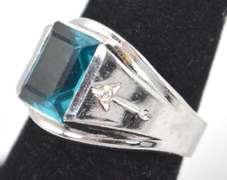 Blue Rectangle Sterling Silver Gemstone Ring