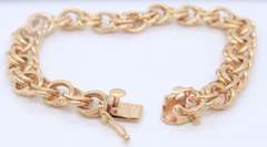 Incredible Double Loop Link Charm Yellow Gold Bracelet