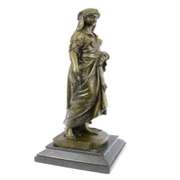 Young Woman with a Bundle of Wheat Bronze Sculpture