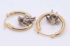 Beautiful Yellow Gold and Silver Angel Hoop Earrings