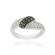 Sterling Silver 1/8ct. TDW Champagne Diamond Wave Ring