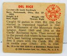 Del Rice 1950 Bowman Gum Baseball Card