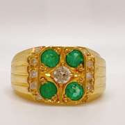 18kt Gold, Emerald, & Diamond Ring