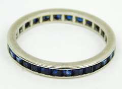 Beautiful 14K Blue Sapphire Eternity Band, Size 9.25