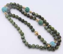 Turquoise and Gold Beads Necklace