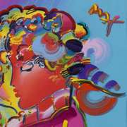 Peter Max, "Zero in Love" Framed One-Of-A-Kind Acrylic Mixed Media (46" x 34"), Hand Signed with Letter of Authenticity.