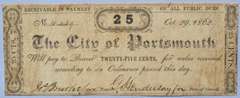 25 Cent Oct 29 1862 Series City of Portsmouth VA Note
