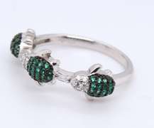 Sterling Silver Turtle Cubic Zirconia Ring