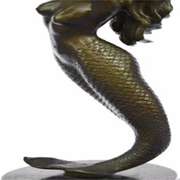 Mermaid Bronze Statue on Marble Base Sculpture