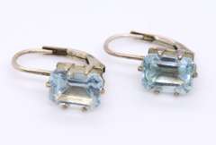 Vintage Sterling Silver Blue Topaz Dangle Earrings