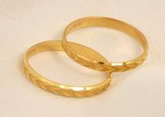 Glittering Matched Pair of 14k Bands