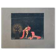 Erte (1892-1990), "Mains noires, decor" Original Gauche Painting, Hand Signed with Letter of Authenticity.