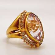 18kt Gold, Kunzite, & Diamond Cocktail Ring