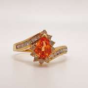 14kt Gold, Spessartine Garnet, & Diamond Ring