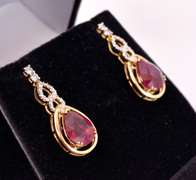 Dazzling 7.22CTW & 0.18CTW Diamond Dangling Earrings in Gold Plated Sterling Silver