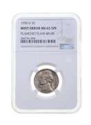 MS65 MINT ERROR 1950-D Jefferson Nickel 5FS Planchet Flaw @5:00 - NGC
