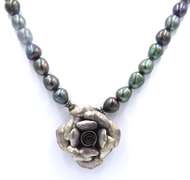 Vintage Sterling Silver Pendant w Pearl Beads Necklace