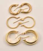 Nice Grouping of 3 Pairs 14k Hoop Earrings