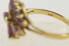 14K Yellow Gold Marquise Round Cluster Wavy Statement Bypass Ring