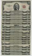 Super lot of 18 scarce Series of 1953 $2 Red Seal STAR notes
