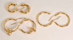 Three Pairs of 14k Small Hoops