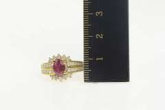 14K Yellow Gold 1.65 Ctw Tourmaline Diamond Halo Engagement Ring