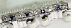 Exquisite Vintage Filigree Platinum Sapphire & Diamond Brooch
