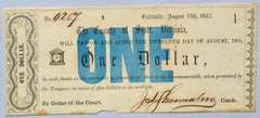 $ 1 August 15 1862 Scott County Virginia Note