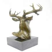 Elk Deer Stag Bust Bronze Statue
