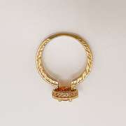 14kt Gold, Orange Garnet, & Diamond Halo Ring