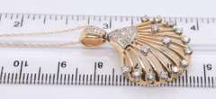 Sparkling Yellow Gold Shell Diamond Pendant on Chain