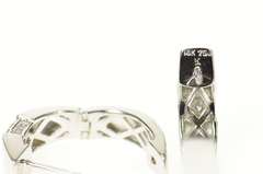 18K White Gold 0.54 Ctw Princess Diamond Oval Hoop Earrings